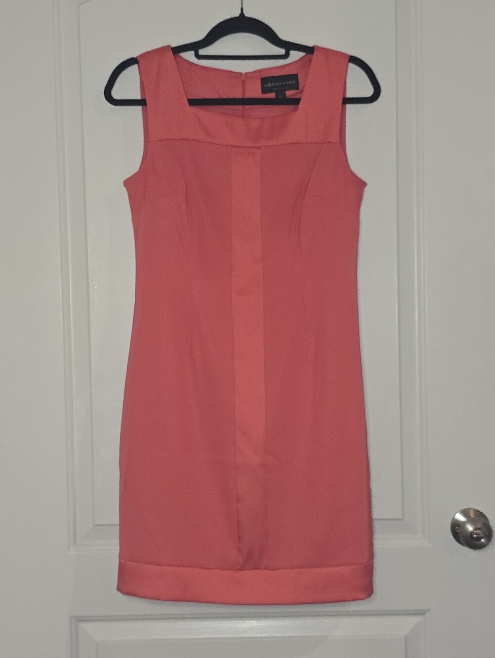 Connected Petite Coral Sheath Dress Square Neck Sleeveless 8P